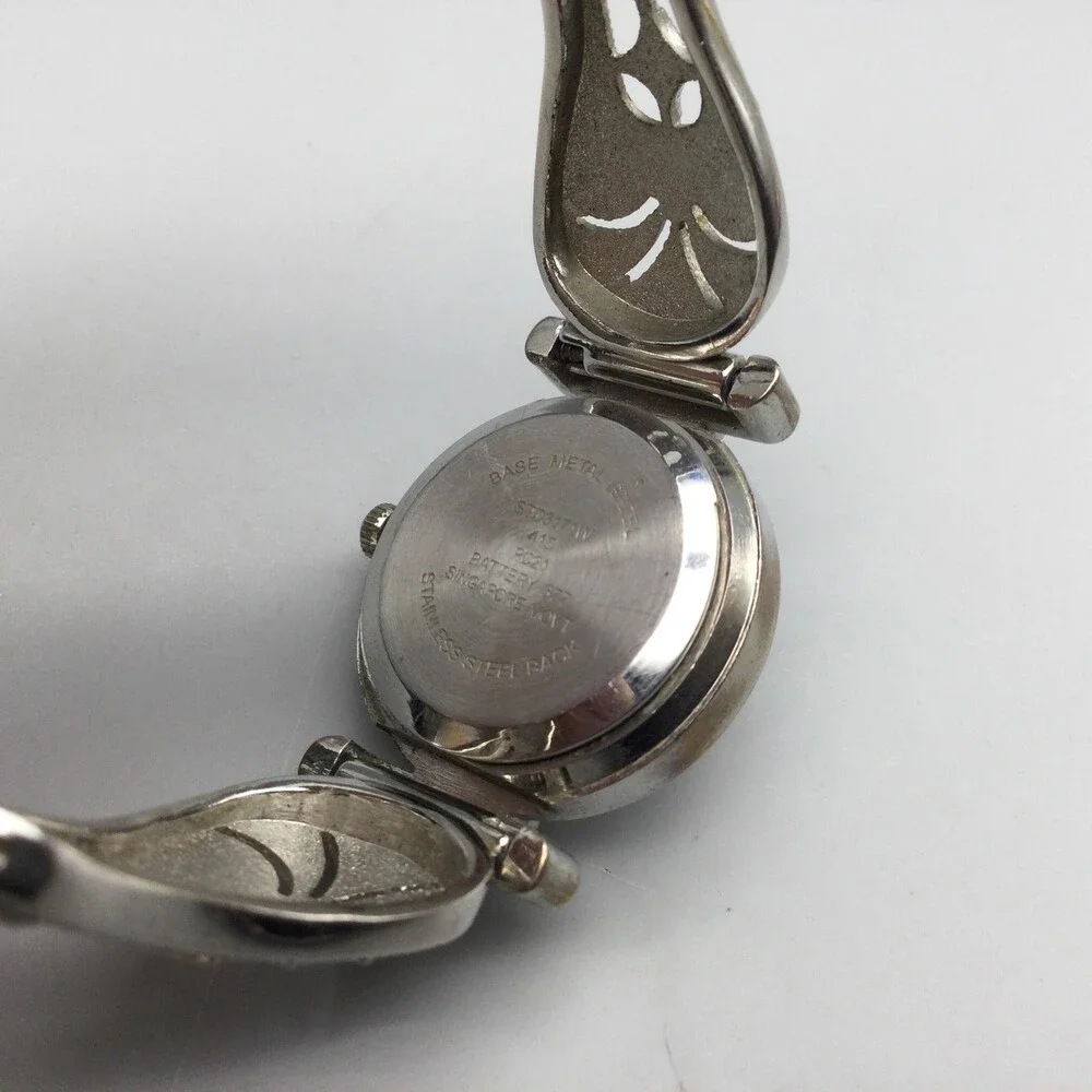 Studio Time Womens Watch 24mm Silver Tone Marcasite MOP Dial New Battery